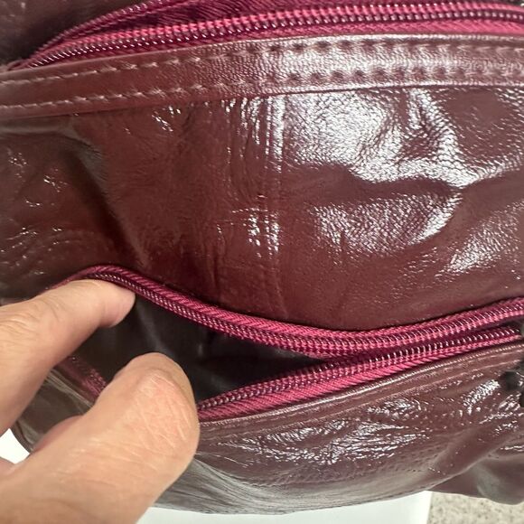 Women’s Brown Burgundy Leather Sling Bag with adjustable straps - Picture 4 of 9